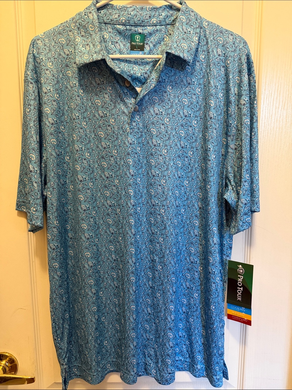 Men’s Blue Paisley Performance Polo